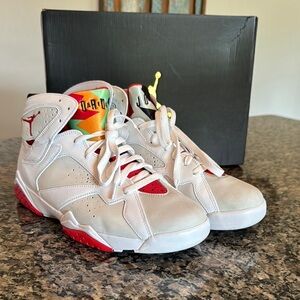Air Jordan Hare 7 Retro White and Red Sneakers EUC 10.5